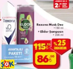 REXONA DEODORANT MUSK DEO 150 ML + ELİDOR ŞAMPUAN 200 ML REXONA DEODORANT MUSK DEO 150 ML + ELİDOR ŞAMPUAN 200 ML
